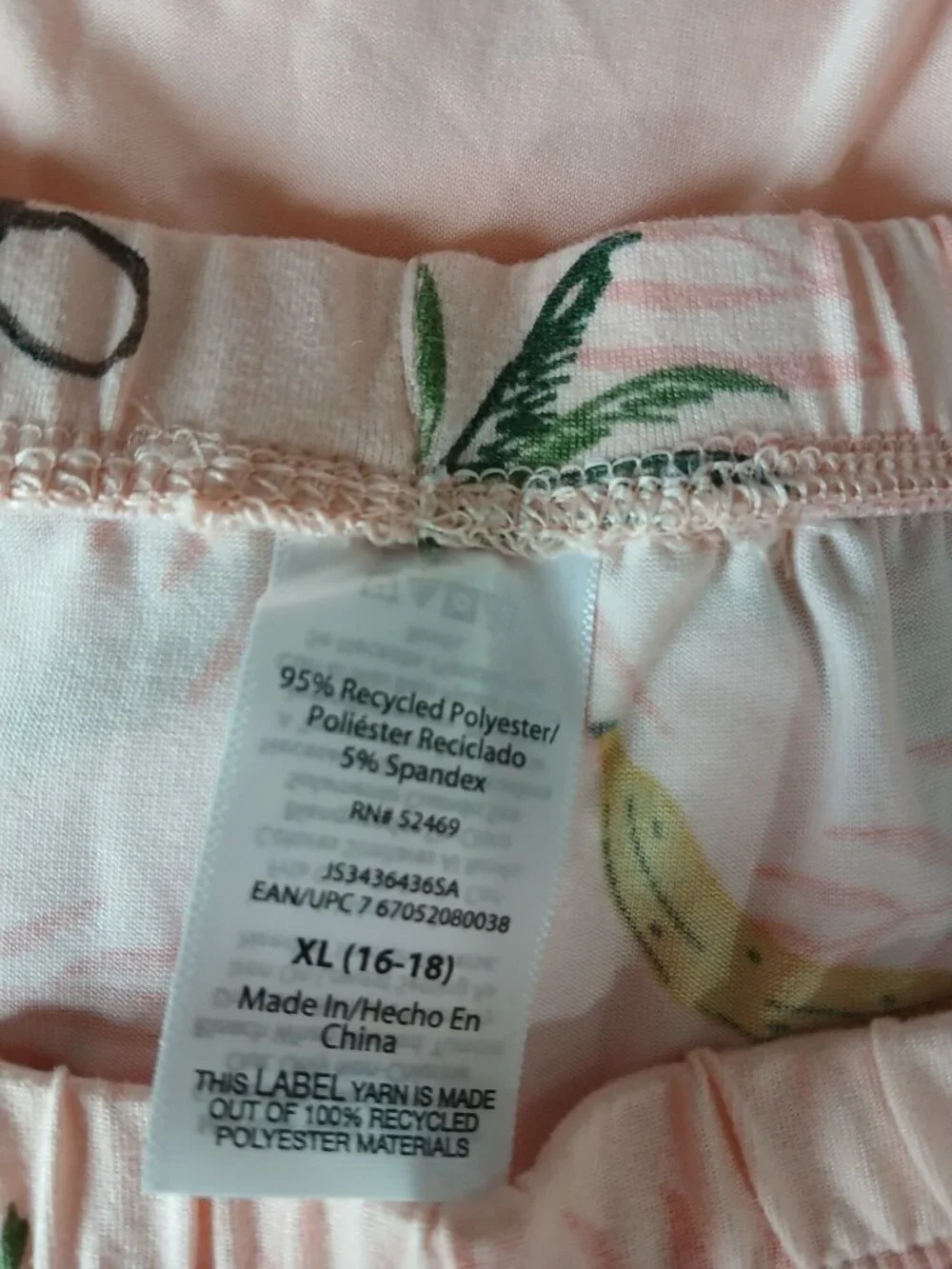 JoySpun Womens Peach Jungle Print Tank Top Shorts Pajamas XL Recycled Poly NWT - Picture 12 of 14